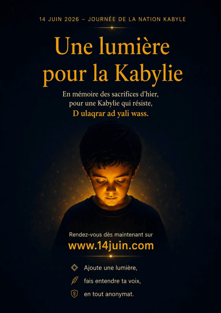 Affiche Une lumière pour la Kabylie - 14 juin Nation kabyle