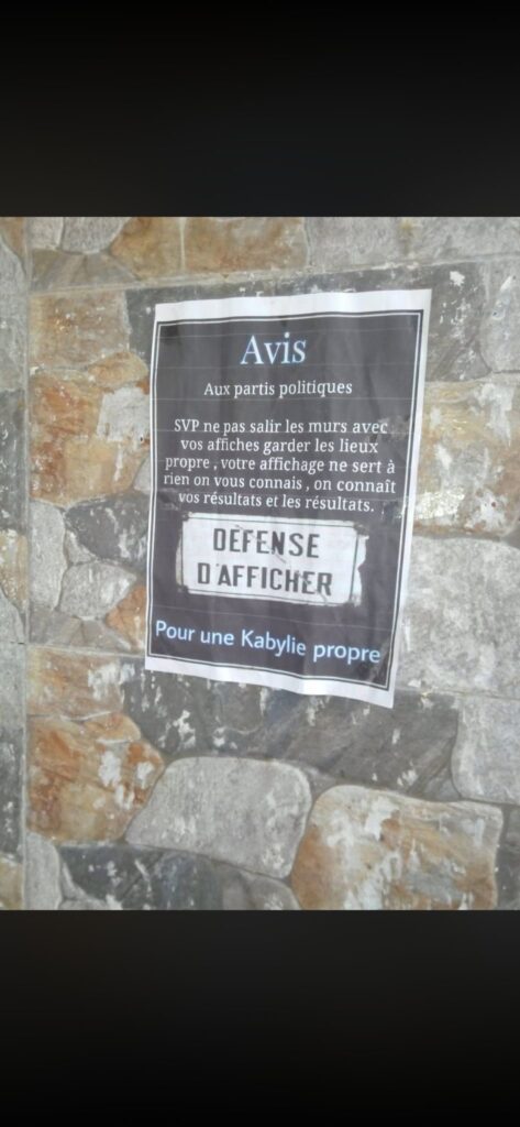 Défense d'afficher - Affiche de boycott en Kabylie