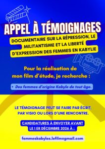 film documentaire sur trois thèmes étroitement liés : la répression, le militantisme et la liberté d'expression des femmes en Kabylie.